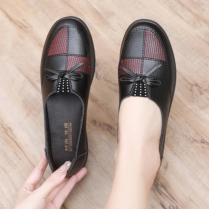 Women Leather Flats Female Flats Spring Shoes Classic Women's Loafers Casual Leather Shoes