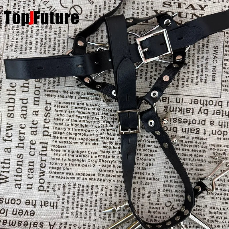 Steampunk Cross Hairbands Facial decoration rivet Spike Mask