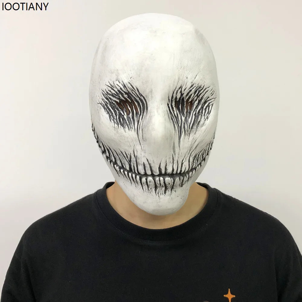 White Ghost Head Cover Adult Cosplay Skull Latex Mask Monster Demon Evil Smile Mask Carnival Horror Part Halloween