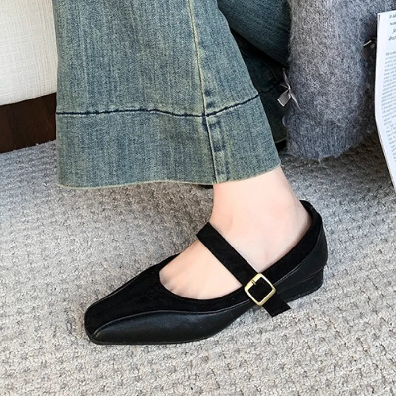Autumn Low Heel Pumps Fashion Mary Janes Women Shoes Comfortable Shallow Square Toe High Heels Office Party Woman Shoe