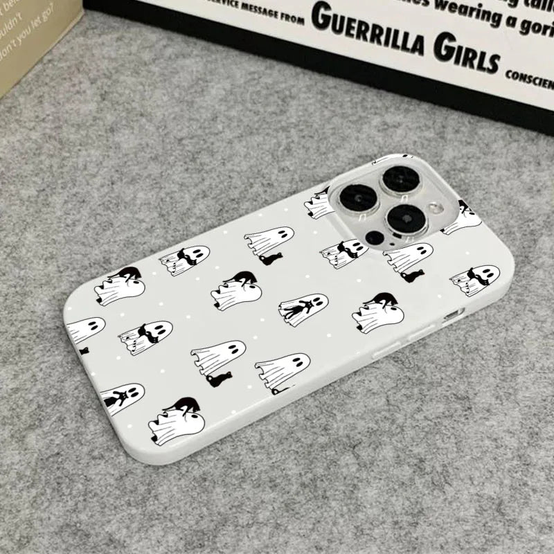 Ghost Cat Phone Case For iPhone 17 16 15 14 11 12 13 Pro Max 17 Air 13 1 X XR XS Max 7 8 Plus 16E Shockproof Cover