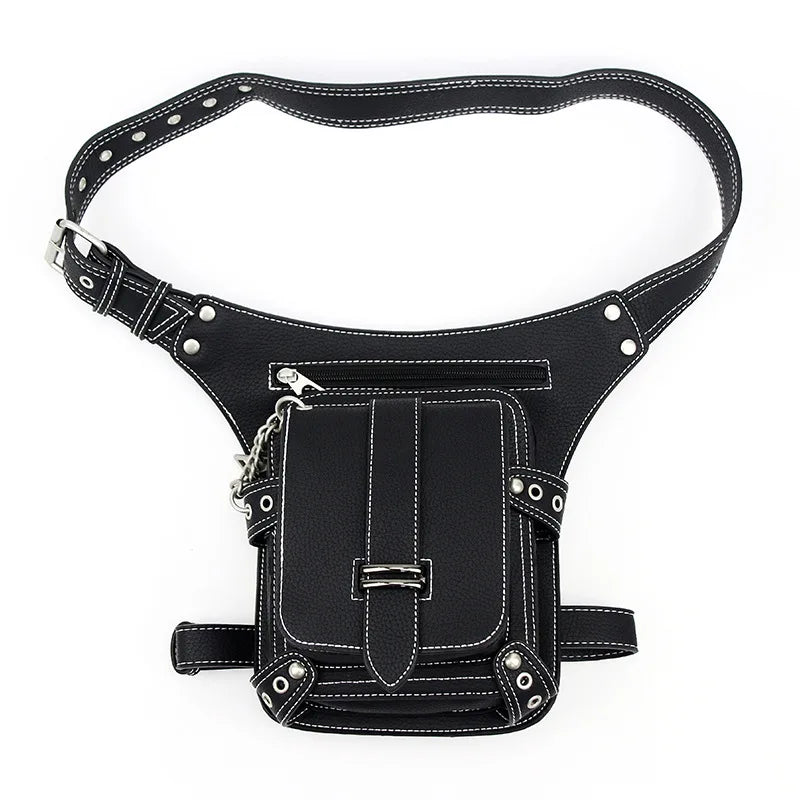 Steampunk Retro Waist Bag Men's Outdoor Single Shoulder Messenger Bag Women's Mobile Phone Sexy Rivets Waist Bag leg bag Packs