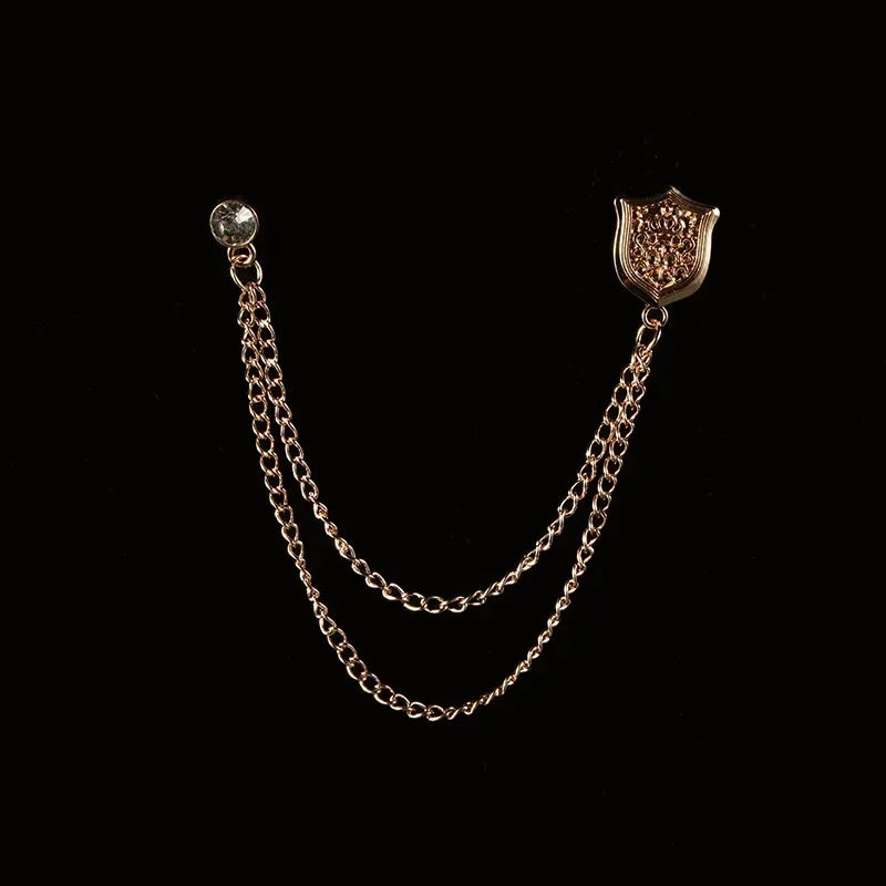 New Fashion Bird Brooch Star Crystal Tassel Chain Lapel Pin Suit Shirt Fashion Clothing Brooches for Women Men Accessories