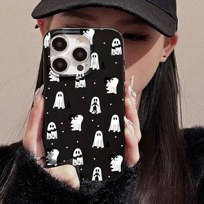 Ghost Cat Phone Case For iPhone 17 16 15 14 11 12 13 Pro Max 17 Air 13 1 X XR XS Max 7 8 Plus 16E Shockproof Cover