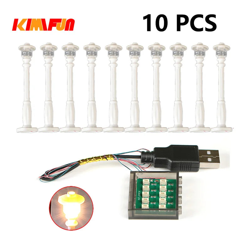 10PCS 0.8mm Pin RGB LED Building Blocks USB Lamp DIY Street Light City Electric Decorate 1X1 Brick Toy Compatible All Brands