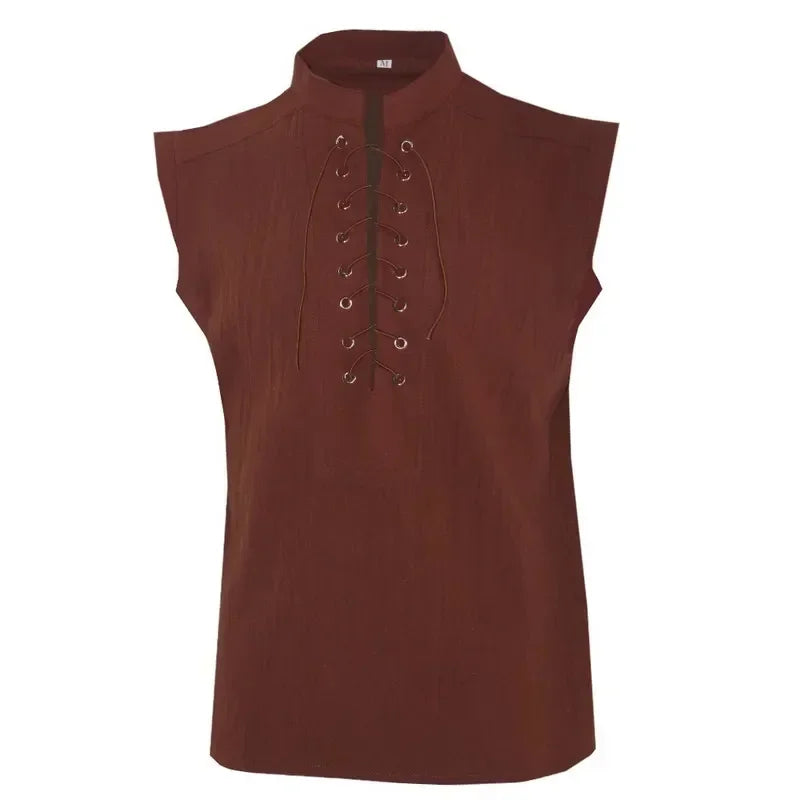 Medieval Steampunk Vikings Adult Pirate Vest Plus Size Men Costume Carnval Renaissance Gothic Sleeveless Vest Cosplay