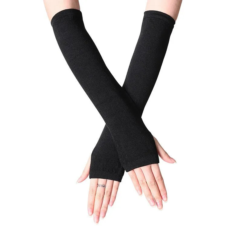 Gothic Anime Soft Knitted Gloves JK Girls Mittens Oversleeve Man Women Fashion Sun Block Cuff Fingerless Arm Warmers