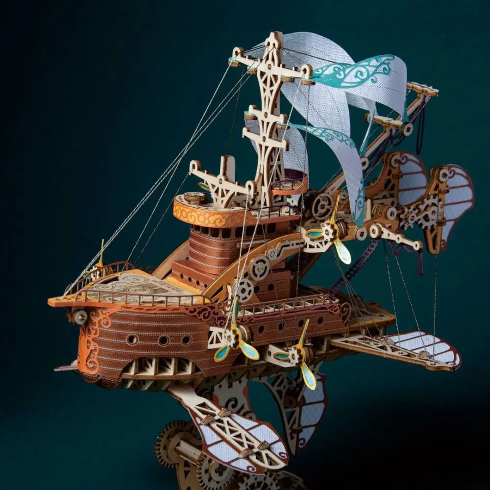 Assembly Fantastic Spaceship Model Miniature Model Handicraft DIY 3D Wooden Puzzle Collection Steampunk Ship Building Block Kits