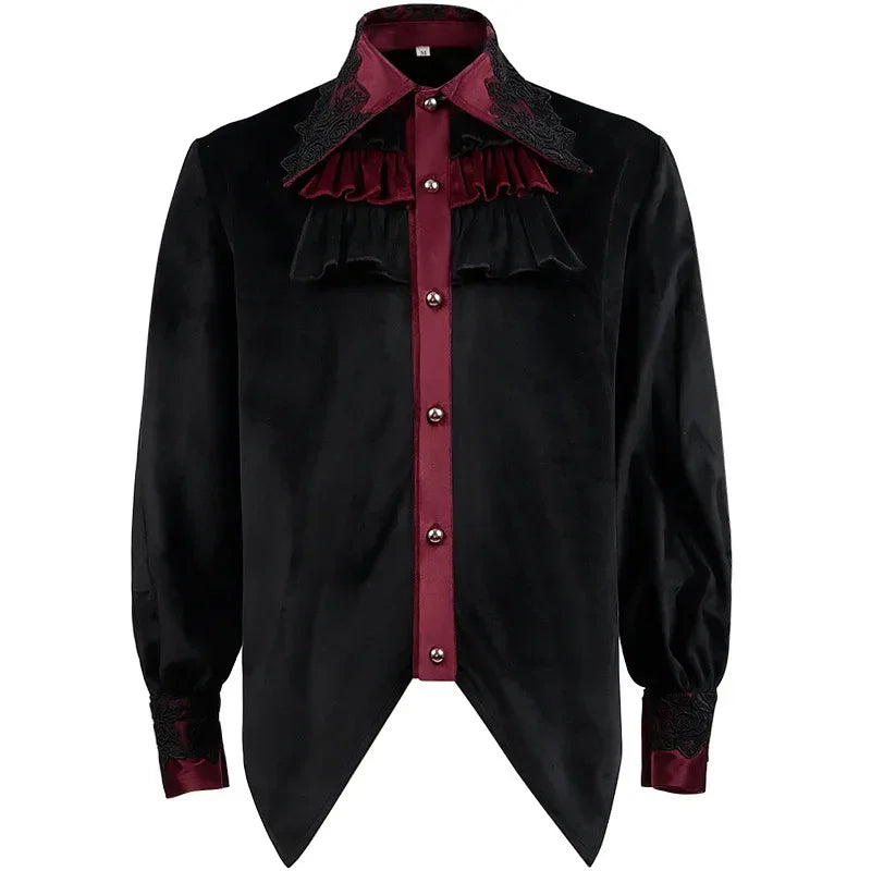Steampunk Men's Shirts Vampire Renaissance Victorian Gothic Medieval Long Sleeve Shirts Blouse Men Halloween Costume Tunic Top