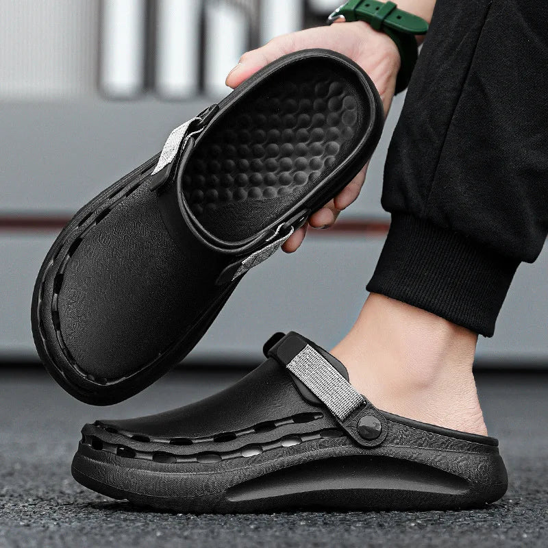 Casual, anti slip, with a soft sole and a toe cover, suitable for outdoor wear. Thick soled, sandy, and perforated shoes