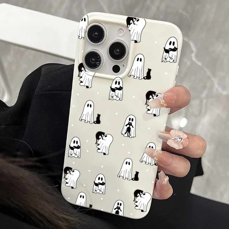 Ghost Cat Phone Case For iPhone 17 16 15 14 11 12 13 Pro Max 17 Air 13 1 X XR XS Max 7 8 Plus 16E Shockproof Cover
