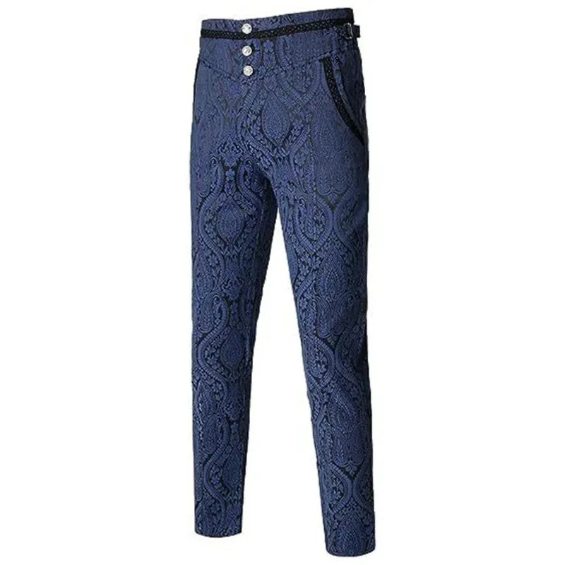Gothic Pants Vintage Halloween Vampire Cosplay Costume Trousers Steampunk Dark Jacquard Victorian Trousers Men Bottoms
