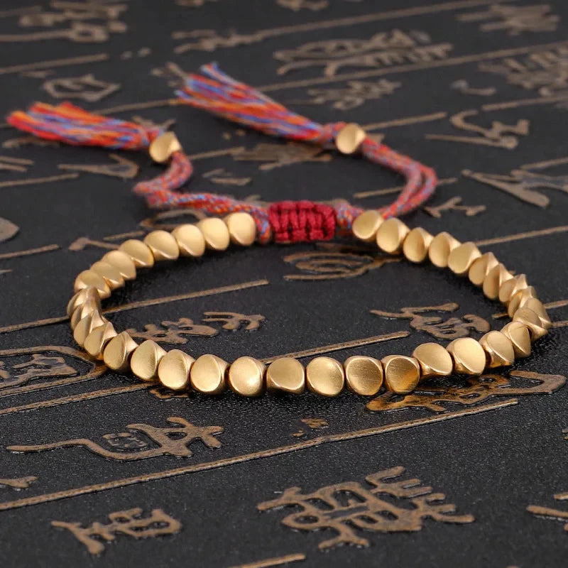 Bohemian Geometric Gold Color Ball Rope Bracelet For Women Long Tassel Unique Design Lucky Bracelet Lover Jewelry