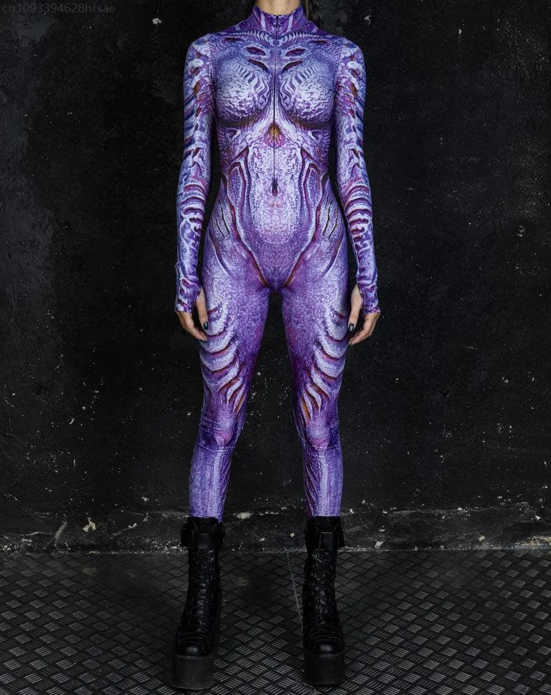 Women's Jumpsuit CyberPunk 3D Tights Holiday Party Steampunk Bodysuit Nightclub Stage Role Playing Costume 2025 Romper Halloween