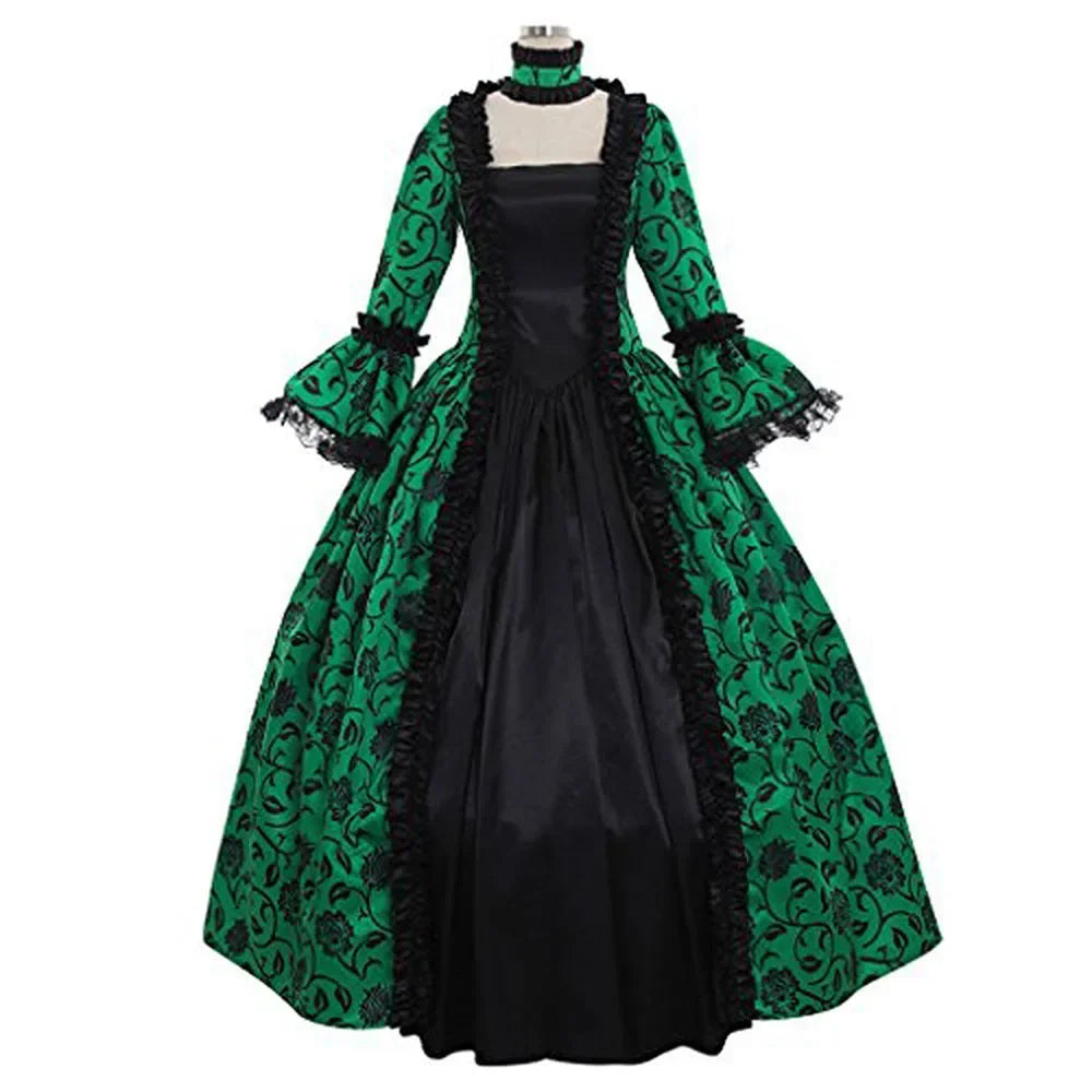 New ★ Women Cosplay Marie Antoinette Dress Medieval Flare Sleeve Victorian Party Formal Gown Renaissance Gothic Floral★ 2025 qi☆