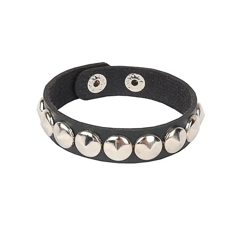 New PU Leather Studded Bracelet Punk Bracelet Adjustable Goth Cuff Bracelet Gothic Rivet Buckle Wristband for Men Women