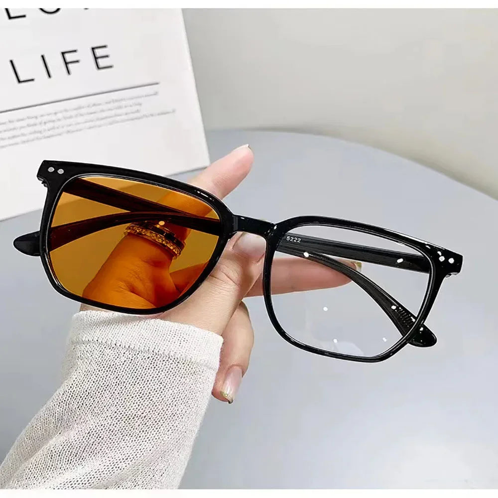 Men and women's flat mirror glasses couple Photochromic glasses Eyewear Accessories