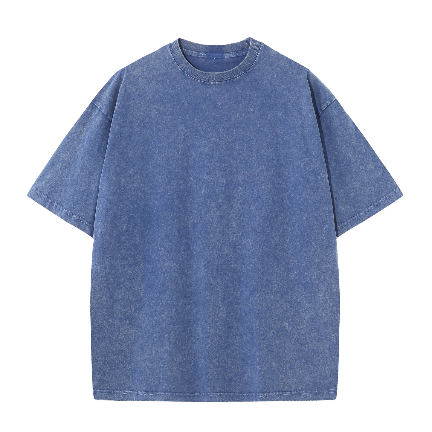 Men's summer pure cotton distressed retro drop shoulder T-shirt solid color loose casual breathable men's casual T-shirt tops