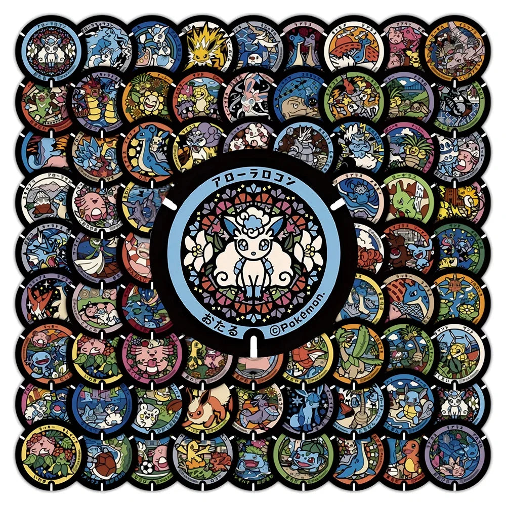 108pcs Kawaii Anime Pokemon Stickers Cute Pikachu Eevee Cartoon Decals Laptop Phone Scrapbook Classic Kids Sticker Toy
