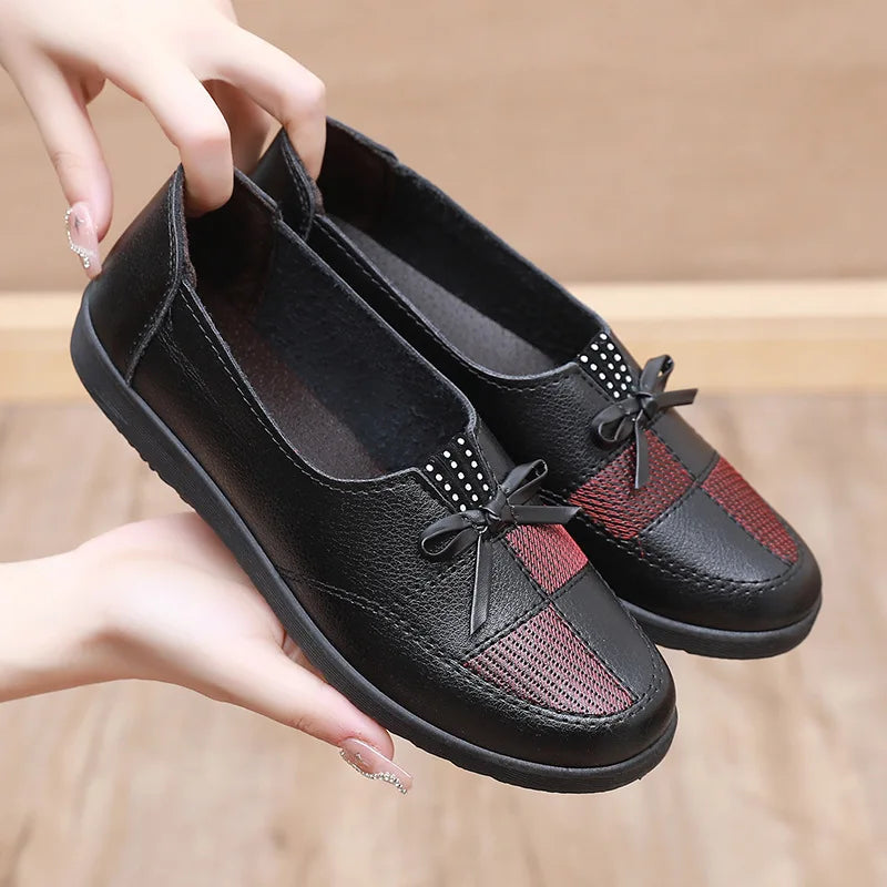 Women Leather Flats Female Flats Spring Shoes Classic Women's Loafers Casual Leather Shoes