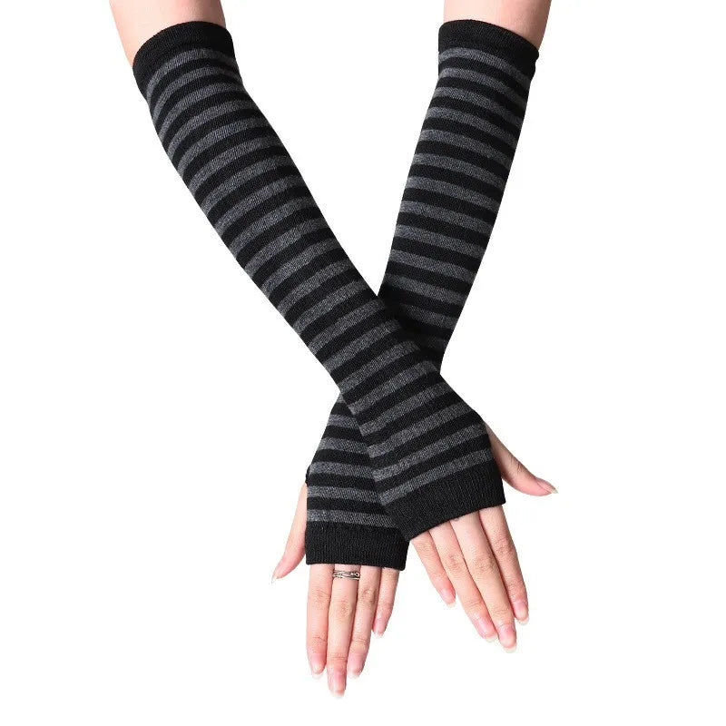 Gothic Anime Soft Knitted Gloves JK Girls Mittens Oversleeve Man Women Fashion Sun Block Cuff Fingerless Arm Warmers