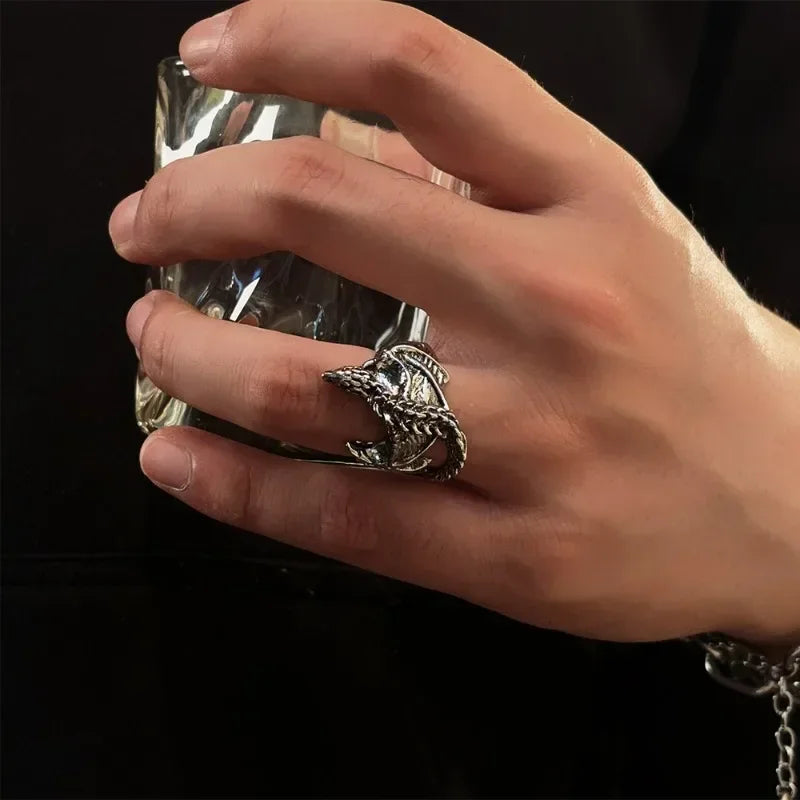 Dragon Rings Gothic Punk Style Pterosaur Wings Opening Adjustable Rings Vintage Jewelry Accessories Gifts