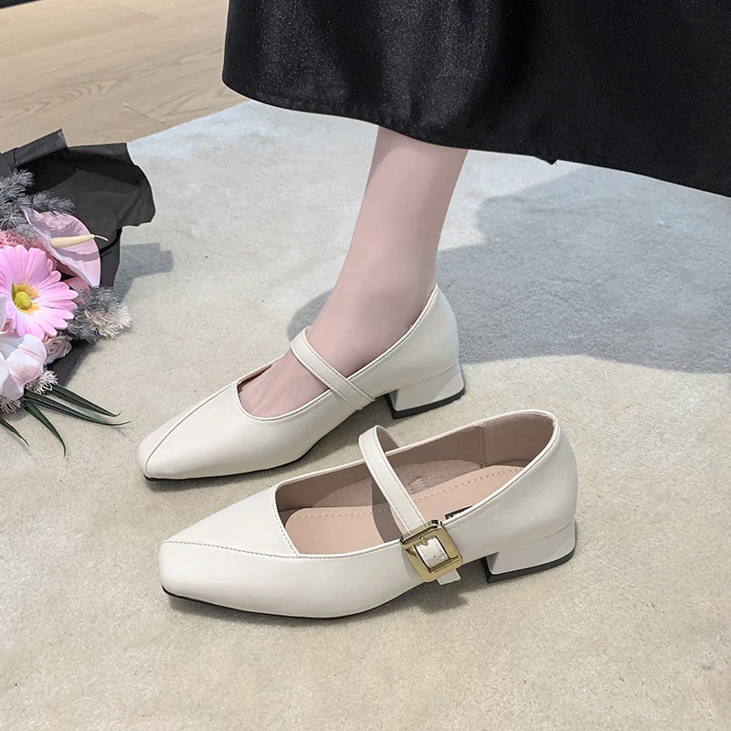 Women's Mary Jane Leather Shoes - British Style, Anti-Slip, New Arrival, Stylish, Retro French Design, Casual Shoes
