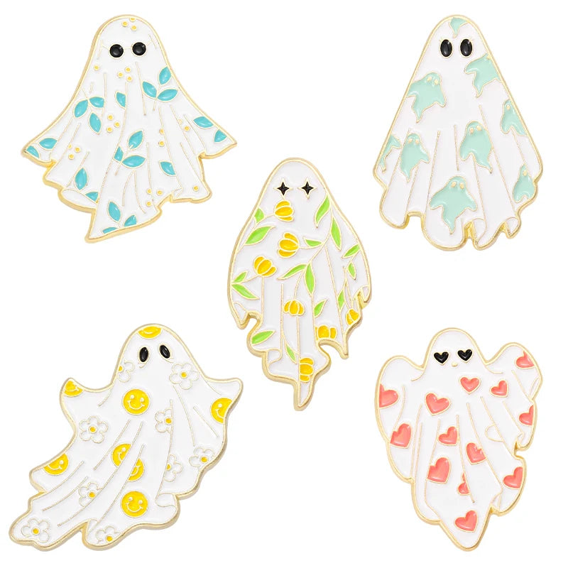 3-6 Pcs/Set Goth Enamel Pin Ghost Black Cat Moth Witch Punk Brooches Horror Snake Badges Lapel Skeleton Jewelry Gifts Halloween