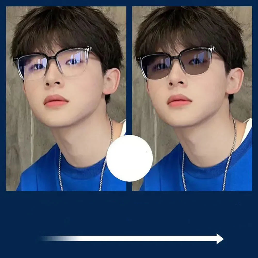 Men and women's flat mirror glasses couple Photochromic glasses Eyewear Accessories