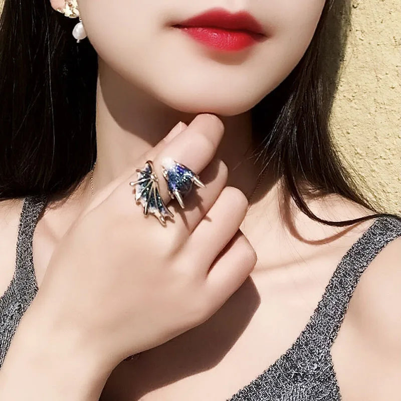 Jisensp Gothic Punk Dragon Ring Men Retro Viking Animal Adjustable Finger Rings for Women Personality Magical Cool Jewelry Gift