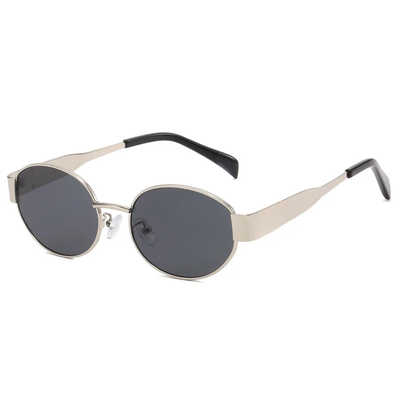 Steampunk Sunglasses Retro Women's Oval Sunglasses Fashion Women's Classic Retro Small Metal Brand Glasses UV400