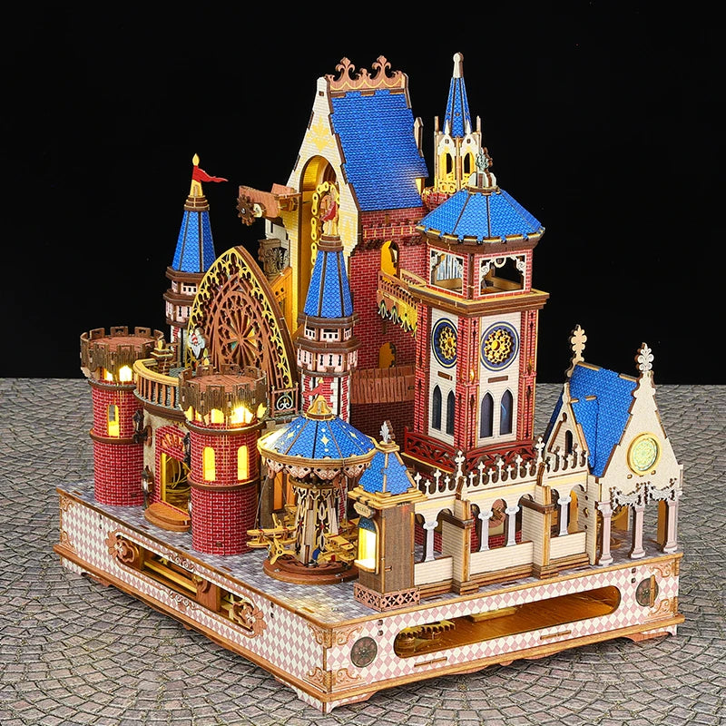 DIY Wooden Miniature Model Kit Annecy Castle Fairy Tale Villa 3D Puzzle Doll Houses With Furniture for Friends Birthday Gifts