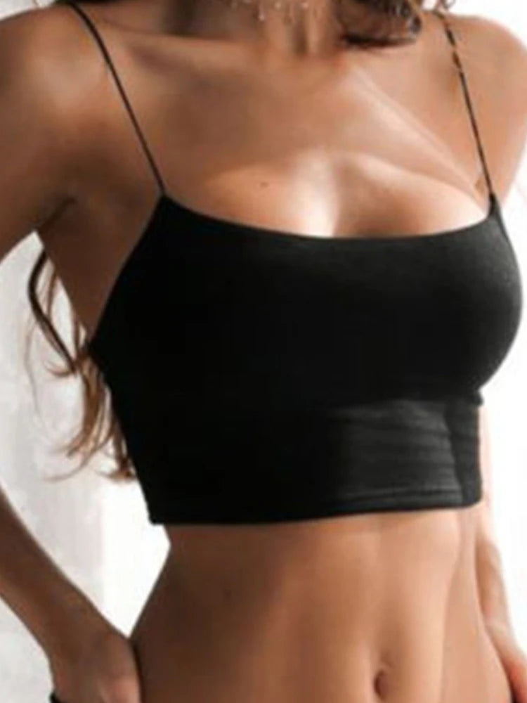 Tank Top Black Halter Crop Tops Women Summer Camis Backless Camisole Fashion Casual Tube Top Female Sleeveless Cropped Vest