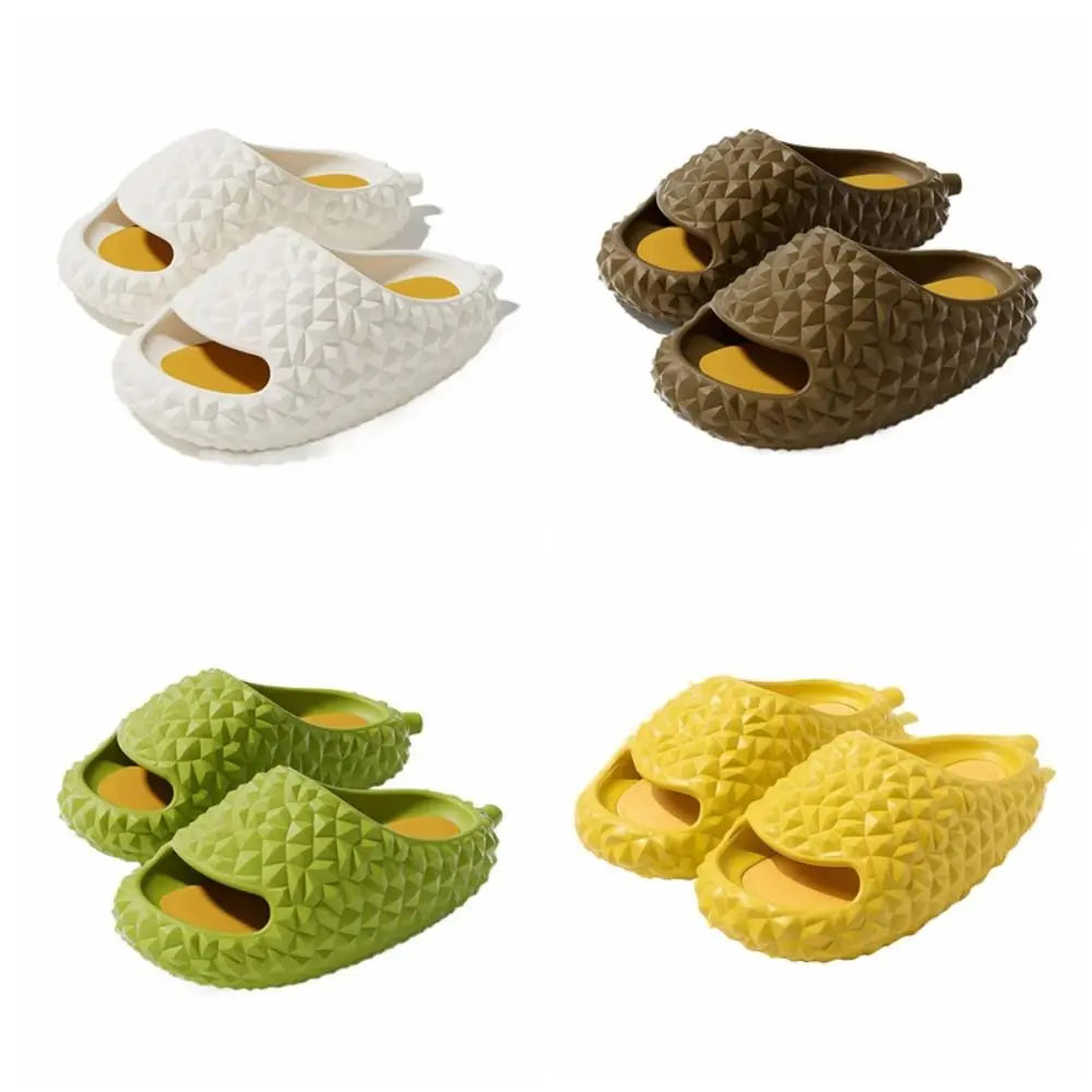 Fashion Funny Creative Durian Slippers Thick Sole Soft Slippers Women Men Beach Wear Shoes Anti Slip Flat Slides Sandals Summer