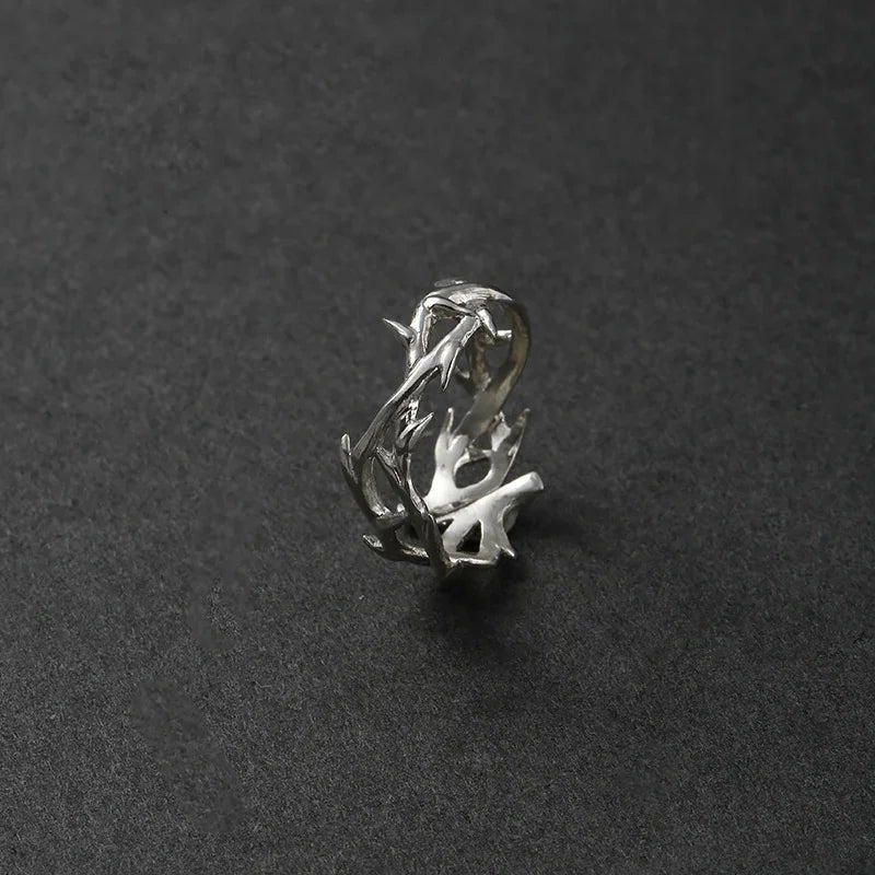 Retro obsession ring for men, trendy personality, open mouth ring, fashionable hip-hop style, single men, thorny ring