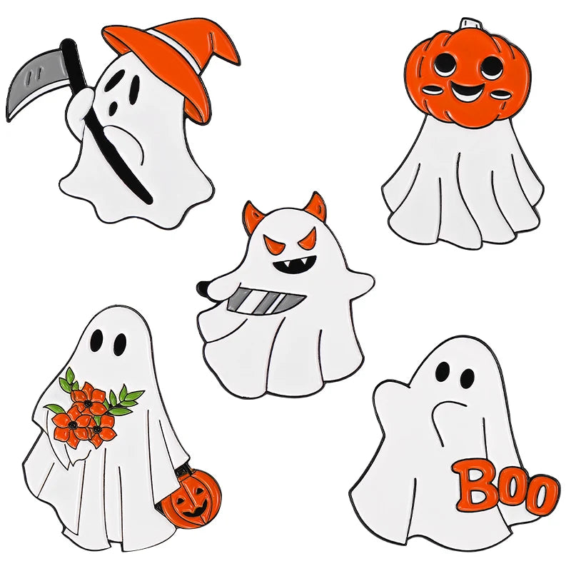 3-6 Pcs/Set Goth Enamel Pin Ghost Black Cat Moth Witch Punk Brooches Horror Snake Badges Lapel Skeleton Jewelry Gifts Halloween