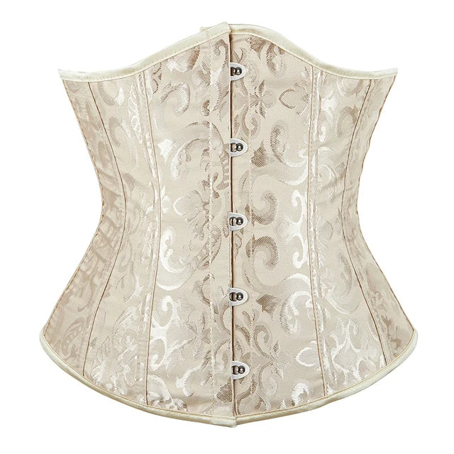 Women Gothic Sexy Satin Underbust Corset Bustier Waist Cincher Slimming Body Shaper Corselete Lingerie Plus Size Party Clubwear