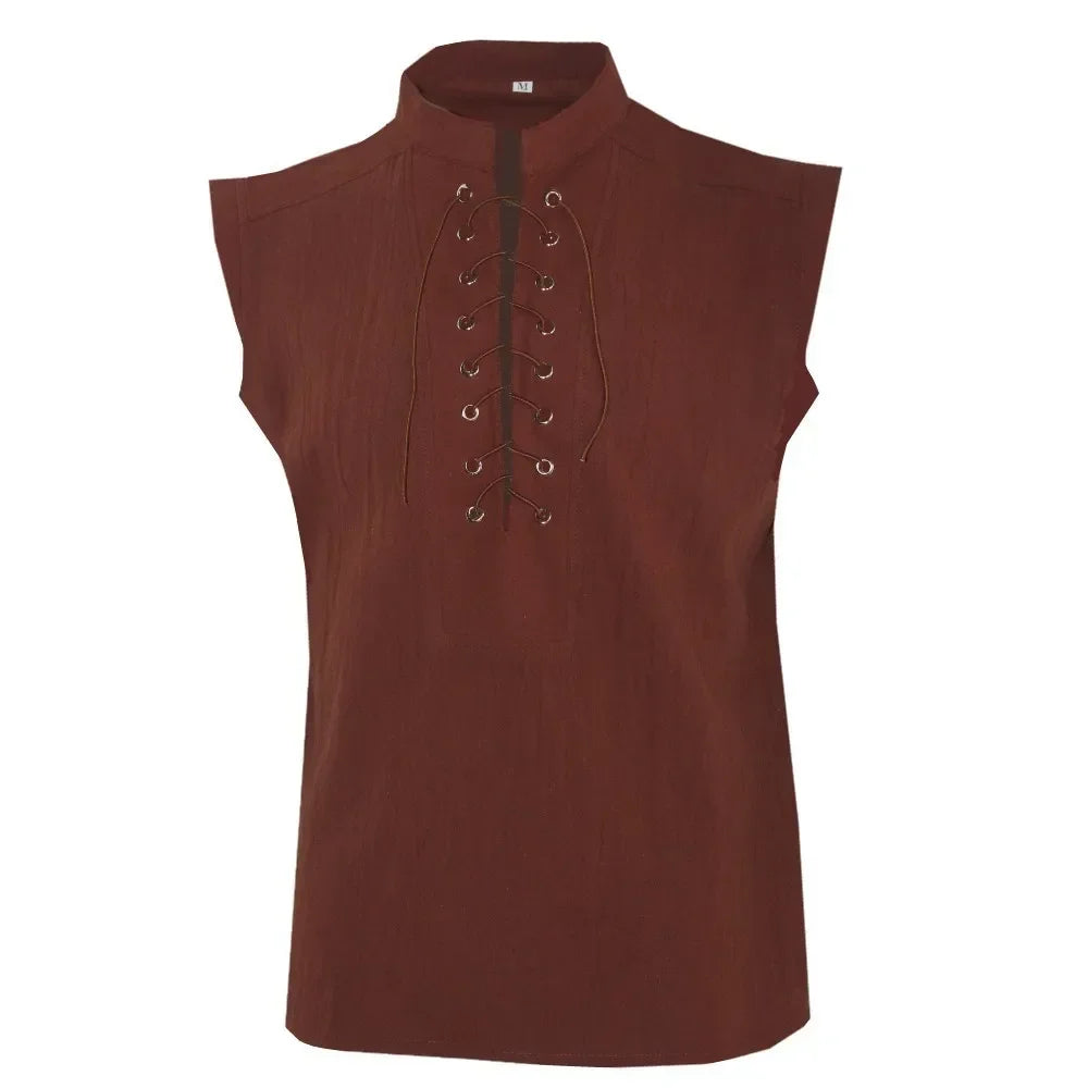 Medieval Steampunk Vikings Adult Pirate Vest Plus Size Men Costume Carnval Renaissance Gothic Sleeveless Vest Cosplay