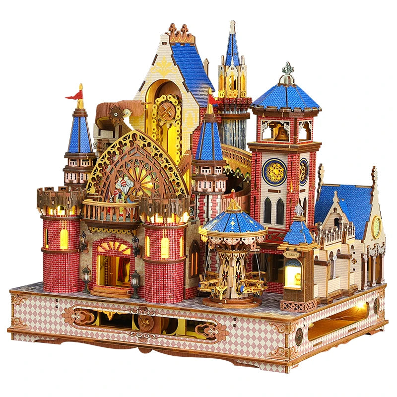 DIY Wooden Miniature Model Kit Annecy Castle Fairy Tale Villa 3D Puzzle Doll Houses With Furniture for Friends Birthday Gifts