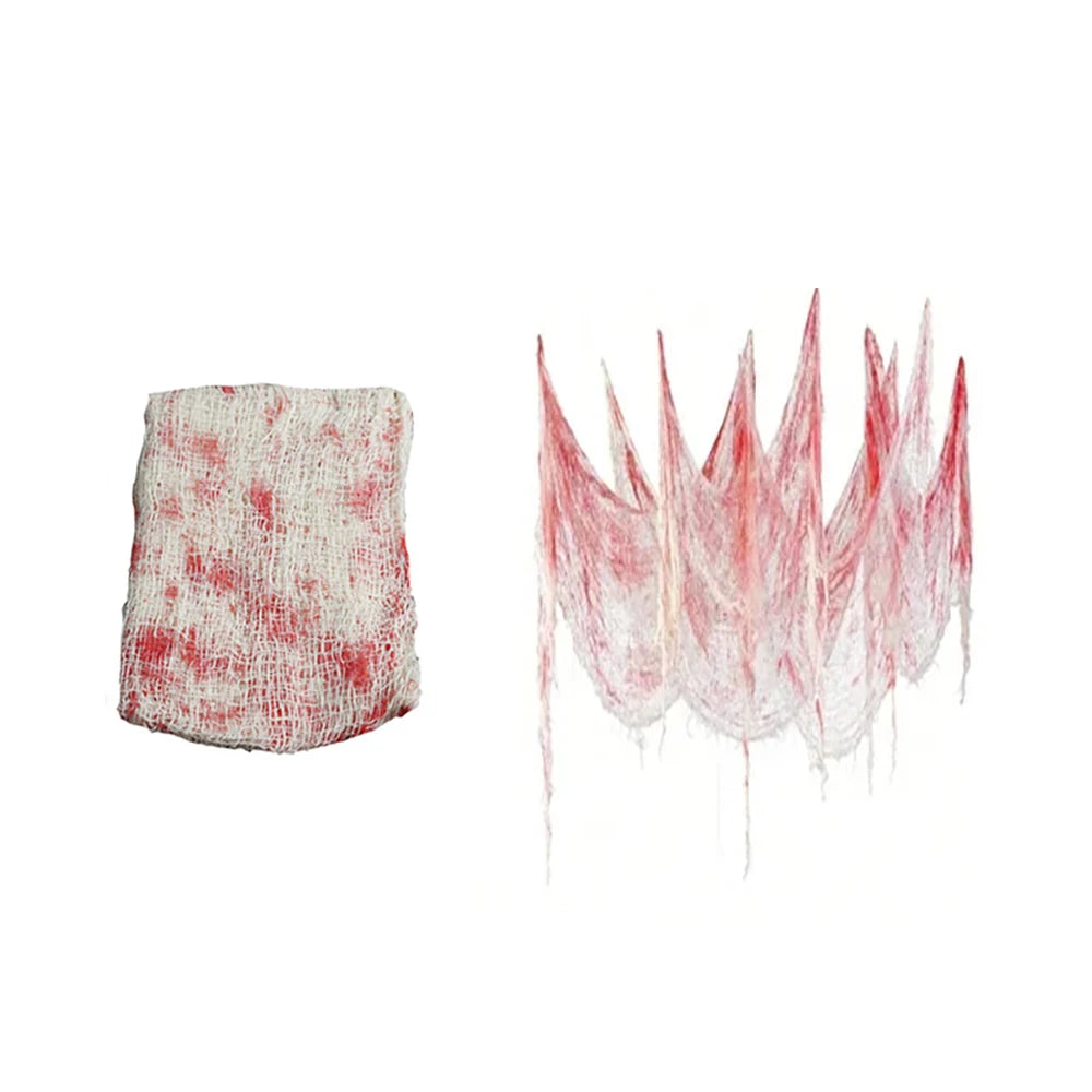 Bloody Gauze Decorations,Horror Bloody Cloth Bandage,Door Curtainsss,Halloween Haunted House Party Props Halloween