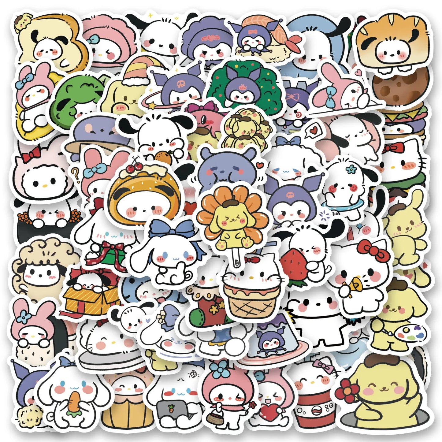 100/200/300Pcs Kawaii Sanrio Kuromi Melody Hello Kitty Stickers Laptop Mobile Phone Luggage Waterproof Cartoon Sticker Decals