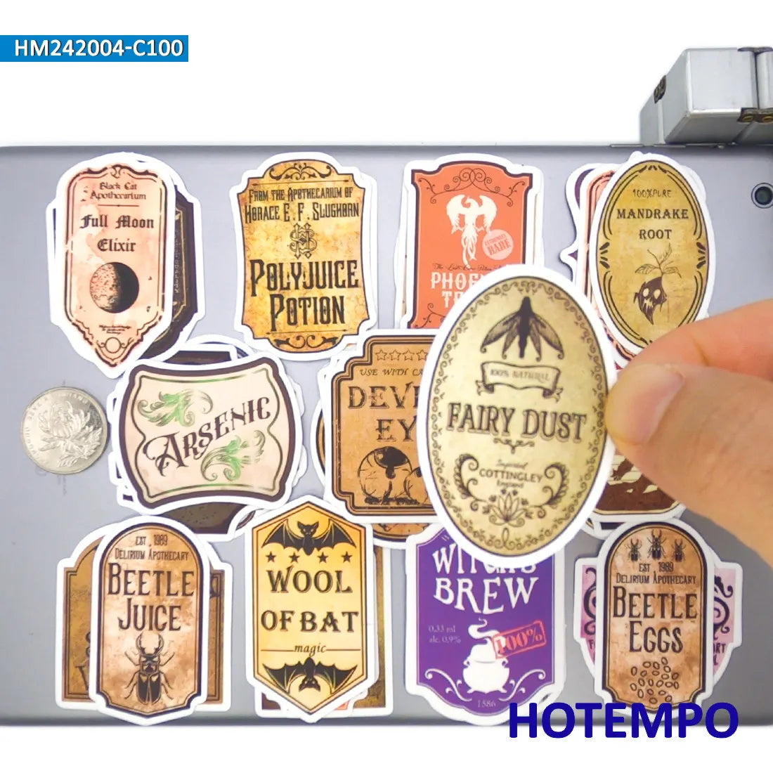 50/100PCS Magic Potion Label Stickers Funny Gothic Art Retro Witch Alchemy for Laptop Bottle Cup Luggage Bike Car Phone Sticker
