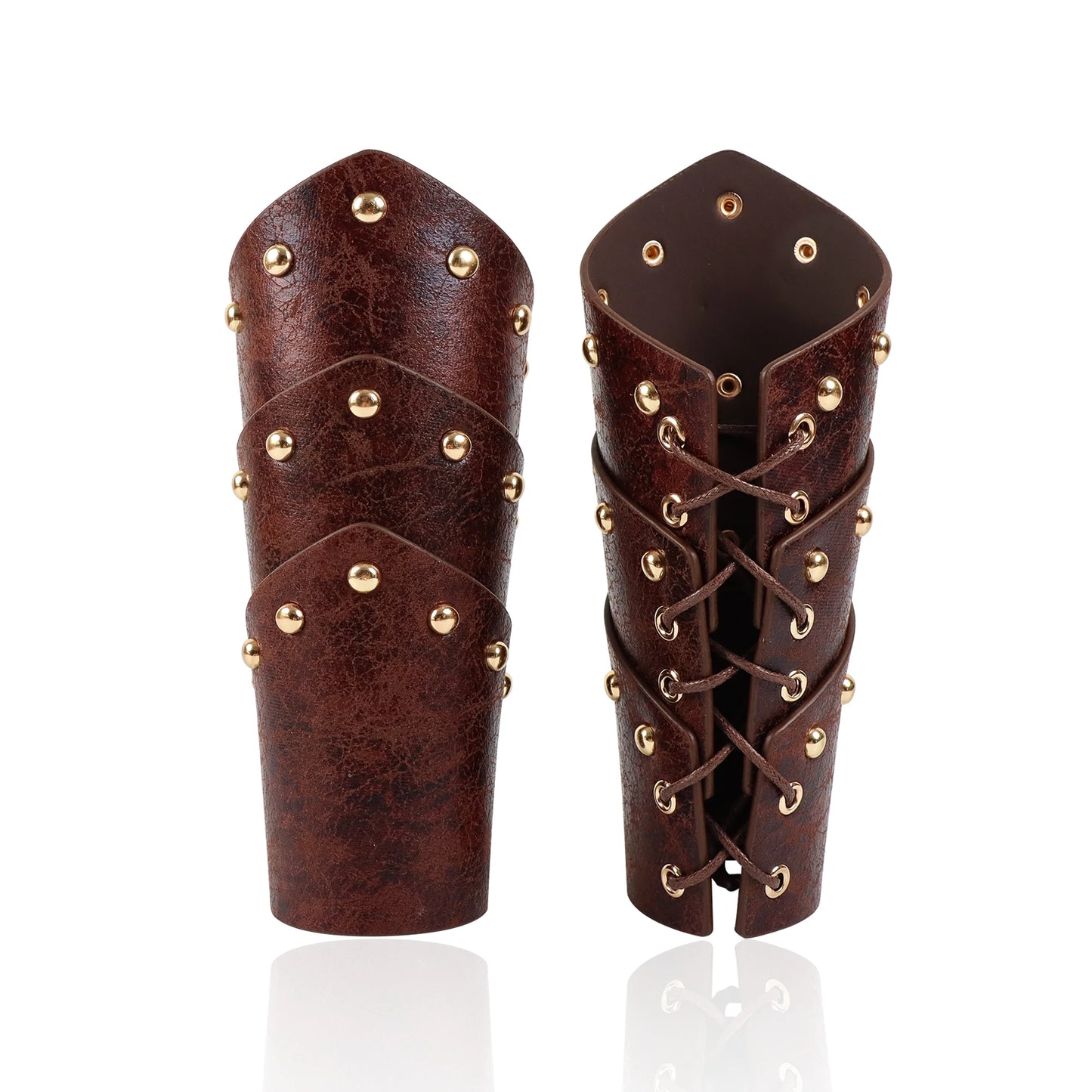 Men Medieval Cosplay PU Leather Armor Arm Warmers Lace-Up Viking Pirate Knight Gauntlet Wristband Bracer Steam Punk Accessories