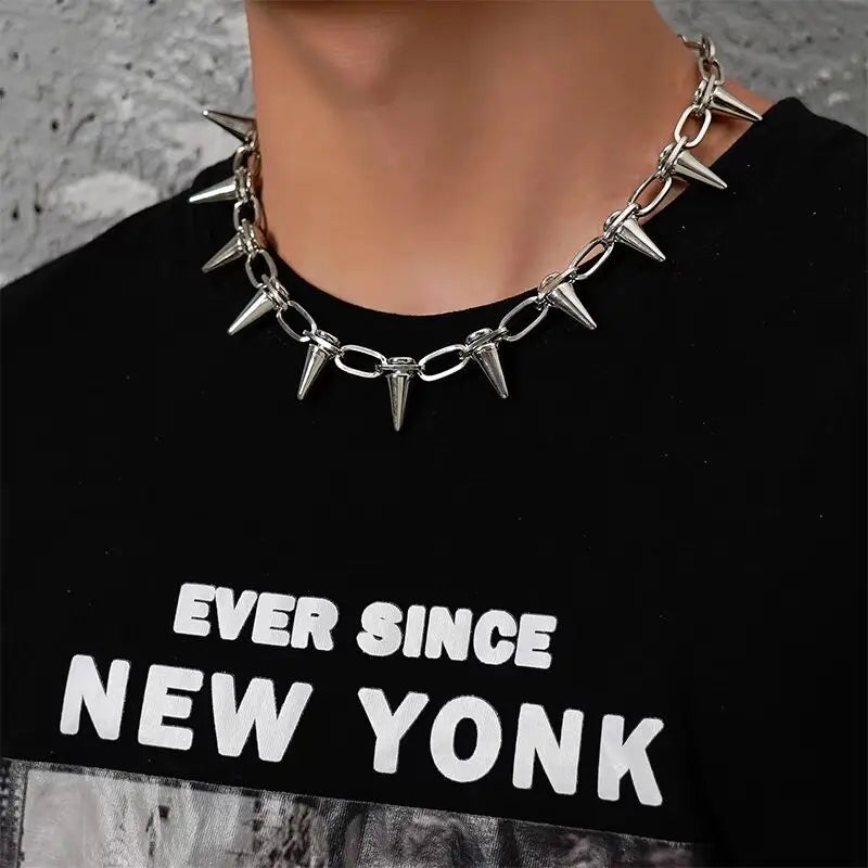 PESENAR New Rivets Chokers Punk Goth Handmade CCB Material Choker Necklace Spike Rivet Necklace Rock Gothic Chokers