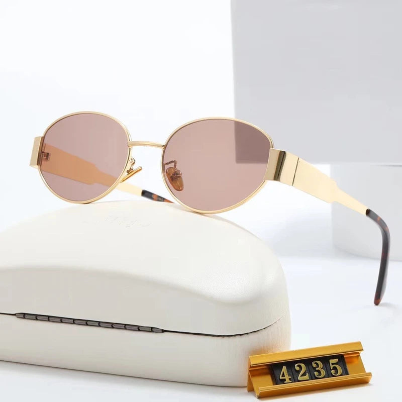 Steampunk Sunglasses Retro Women's Oval Sunglasses Fashion Women's Classic Retro Small Metal Brand Glasses UV400