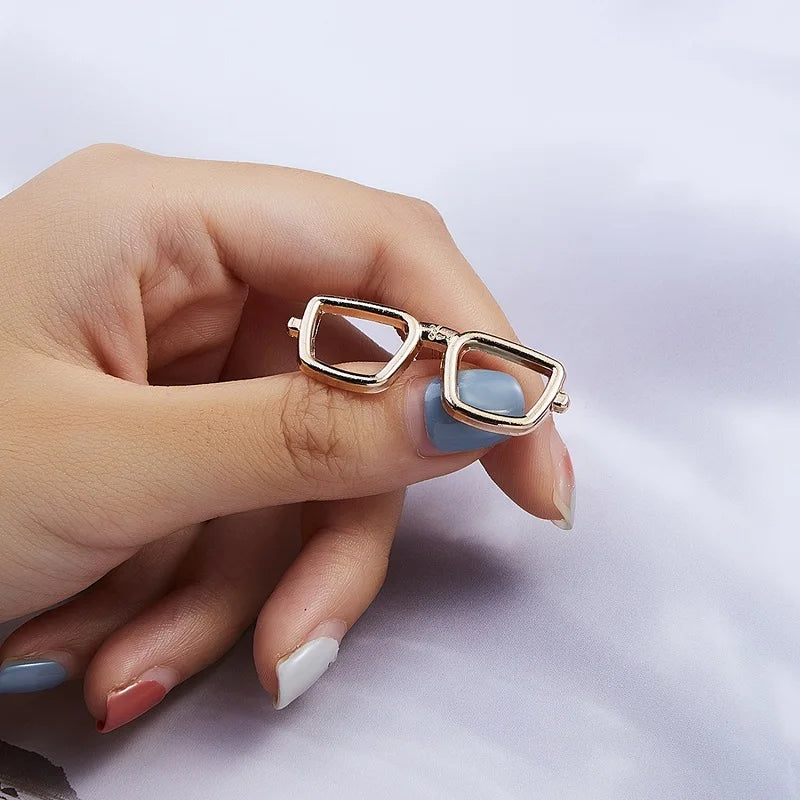 Fashion Alloy Women Men Enamel Brooches Pin Glasses Sunglasses Frame Openwork Scissor Aircraft Badge Clothing Accessories