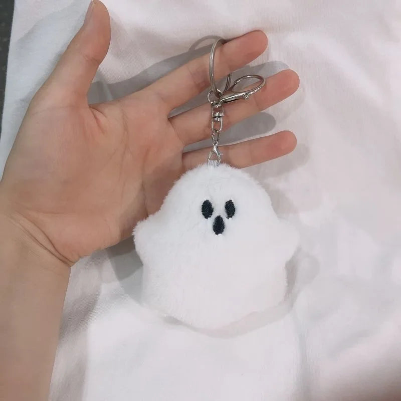 IFYOUOO Cute White Ghost Bagchain School Bag Pendant Plush Hanging Accessories Creative Doll Keychain Children's Gift