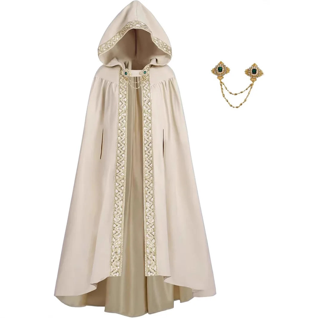 Medieval Clothes Cloak Cape Robe Steampunk Costume Gothic Hood Outfit Men Death Vampire Dark Knight Warrior Cosplay for Adult