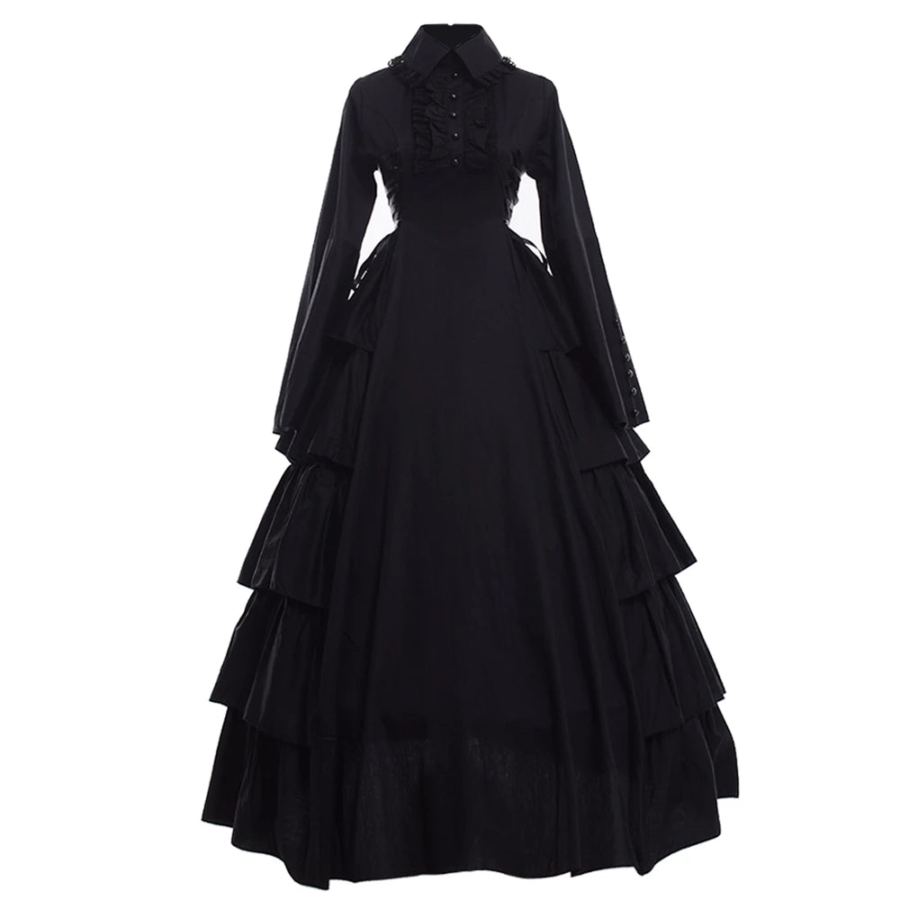 Black Gothic Victorian Dress Steampunk Medieval Renaissance Civil War Ball Gown Costumes
