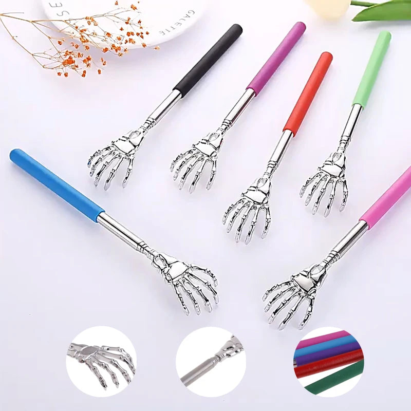 Extendable Back Scratcher Stainless Steel Scratching Massage Tool Ghost Design Portable Metal Extending Back Scratcher